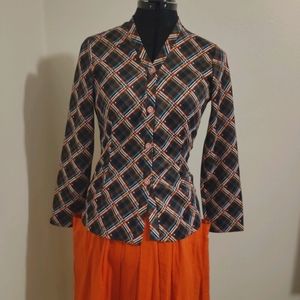Vintage 1970s button up shirt diagonal plaid
